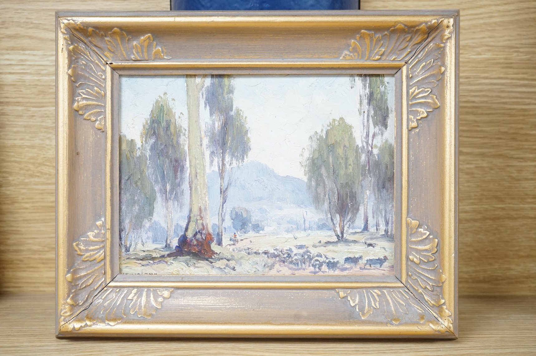 Leonard H. Long (1911-2013), oil on board, 'On The Track', unsigned, inscribed with the details verso, 14 x 19cm. Condition - good